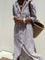 Hazel - Sophisticated Striped Comfort Midi Dress - Purple