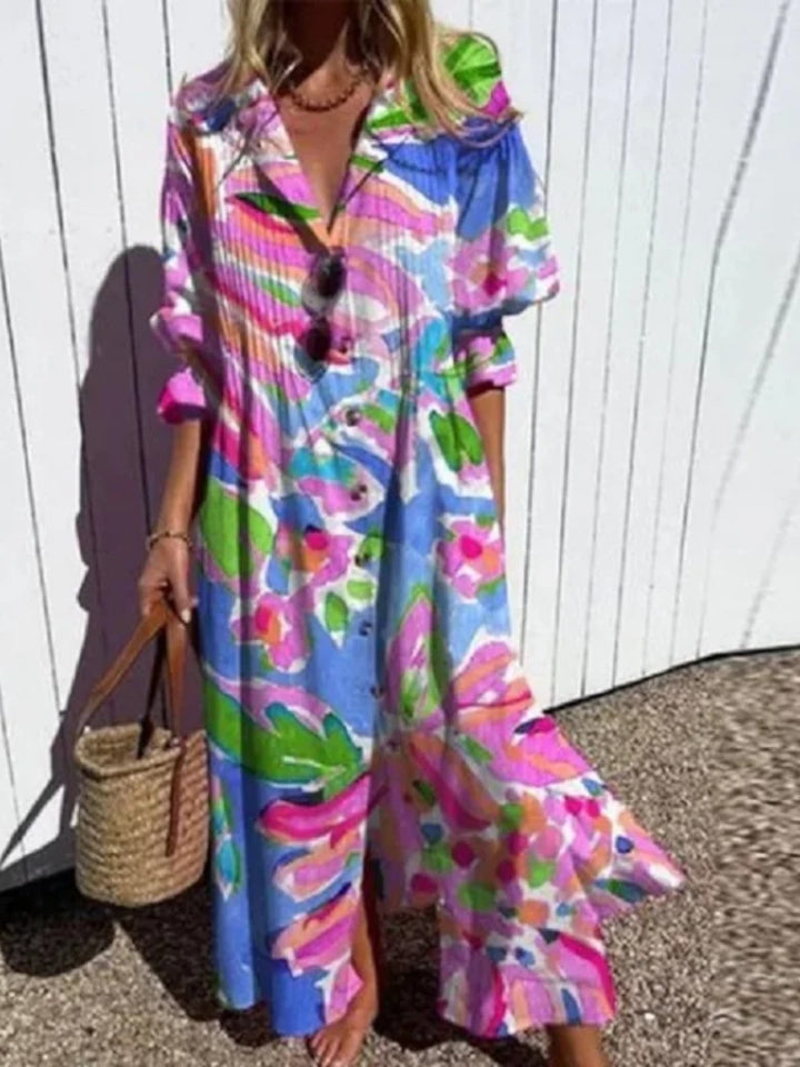 Cassidy - Boho Beauty Puff Sleeve Maxi Dress