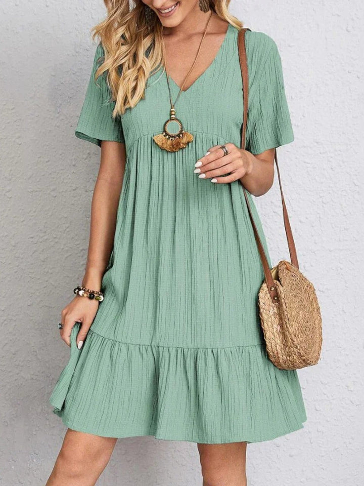 Hadley - Boho Chic Ruffle Hem Mini Dress