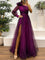 Sienna – Trendy One Shoulder Mesh Print Maxi Dress - Dark Violet
