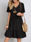 Audrey - Trendy Boho Ruffle Hem Mini Dress - Black