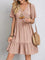 Audrey - Trendy Boho Ruffle Hem Mini Dress - Pink