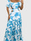 Arden - Elegant Irregular Grain Cut-Out Style Midi Dress - Blue
