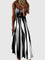 Ariella - Chic Sleeveless Striped Maxi Dress - Black