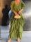 Blaise - Ruffled Short Sleeves V-Neck Maxi Dress - Green
