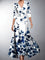 Zoe - Classic Floral V-Neck Maxi Dress - Blue