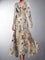 Zoe - Classic Floral V-Neck Maxi Dress - Beige