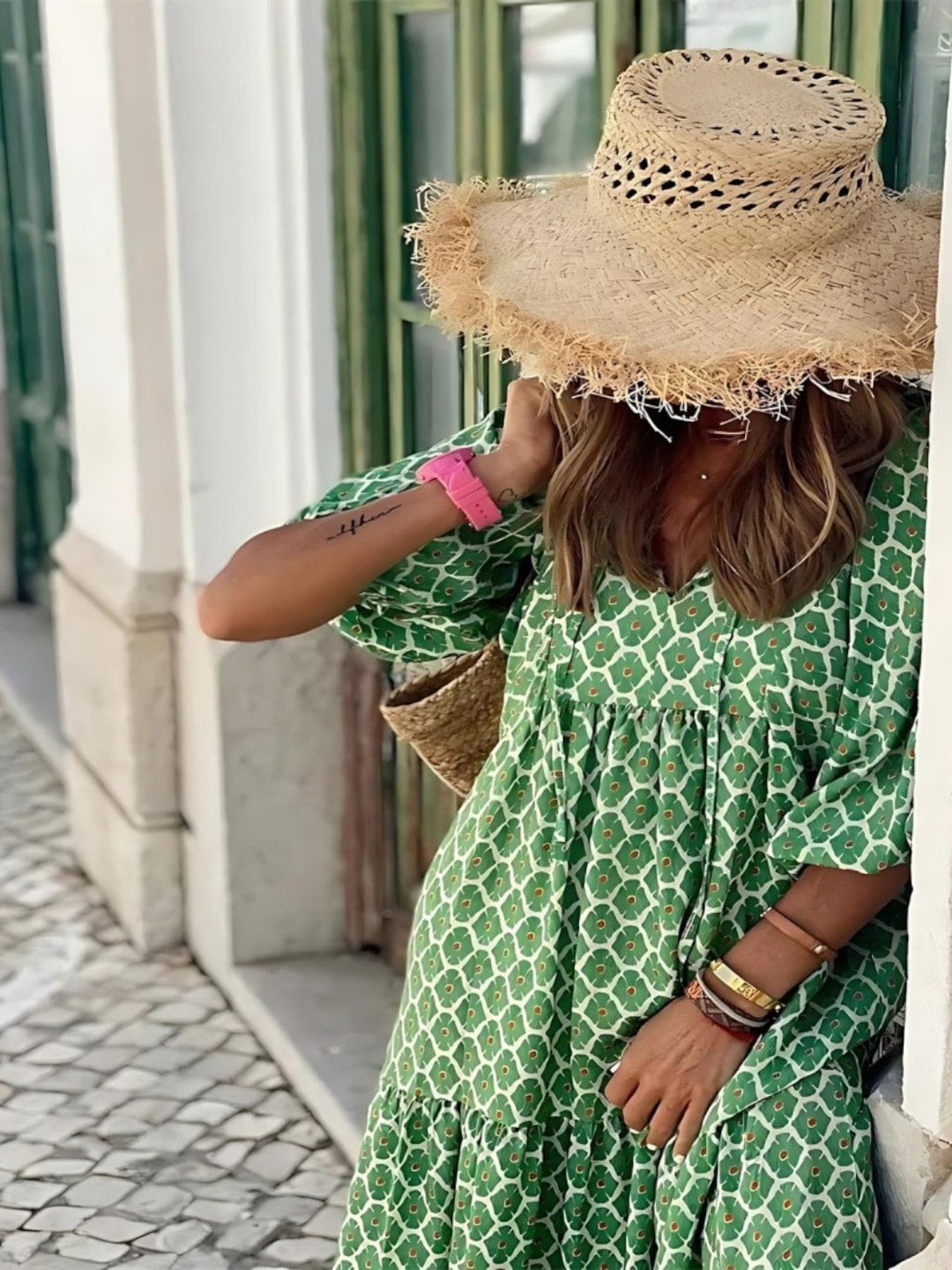 Mabel - Breezy High-Low Geometric Print Dress