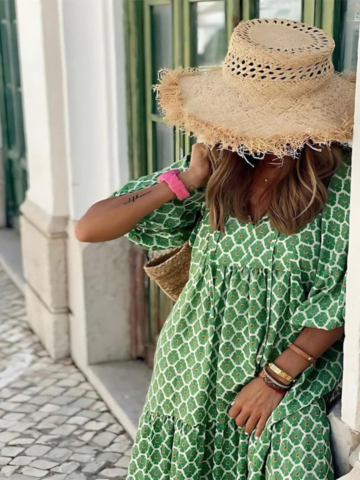 Mabel - Breezy High-Low Geometric Print Dress