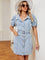 Sophia Belted Denim Midi Dress - Blue