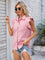 Leona Denim Single-Breasted Top with Flutter Sleeves - Pink