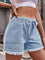 Ellie High-Waist Drawstring Denim Shorts - Blue