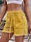 Ellie High-Waist Drawstring Denim Shorts - Yellow