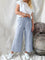 Evie Striped High-Waist Wide-Leg Linen Pants - Blue