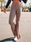 Amelia Plaid High-Waist Flared Pants - Brown