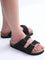 Orado Suede Cork Sole Sandals - Black