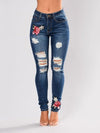Luna Rose-Embroidered Distressed Denim Skinny Jeans