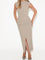 Ember Effortless Elegance Split-Front Midi Skirt - Beige