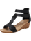Lira Wedge Back Zipper Sandals - Black