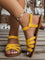Vivara Roman Elastic Cross-Strap Sandals - Yellow