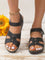 Clara Summer Lightweight Embroidered Sandals - Black