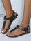 Kaia Lightweight Elastic Clip Toe Sandals - Black