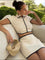 Aria Contrast Mini Skirt Set - Apricot