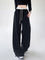 Ivy Contrast Waist Wide Leg Pants - Black