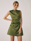 Aveline Satin Crew Neck Dress