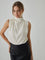 Ava Pleated High Neck Blouse - Beige