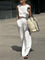 Freya Solid Split Pants Set - White