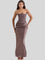 Lara Satin Crepe Strapless Evening Gown - Brown
