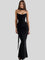 Isla Satin Crepe Corset Evening Gown - Black
