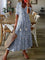 Sophia - Boho Vintage V-Neck Summer Dress - Blue