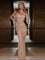 Luna Sequin Embellished Mermaid Evening Gown - Beige