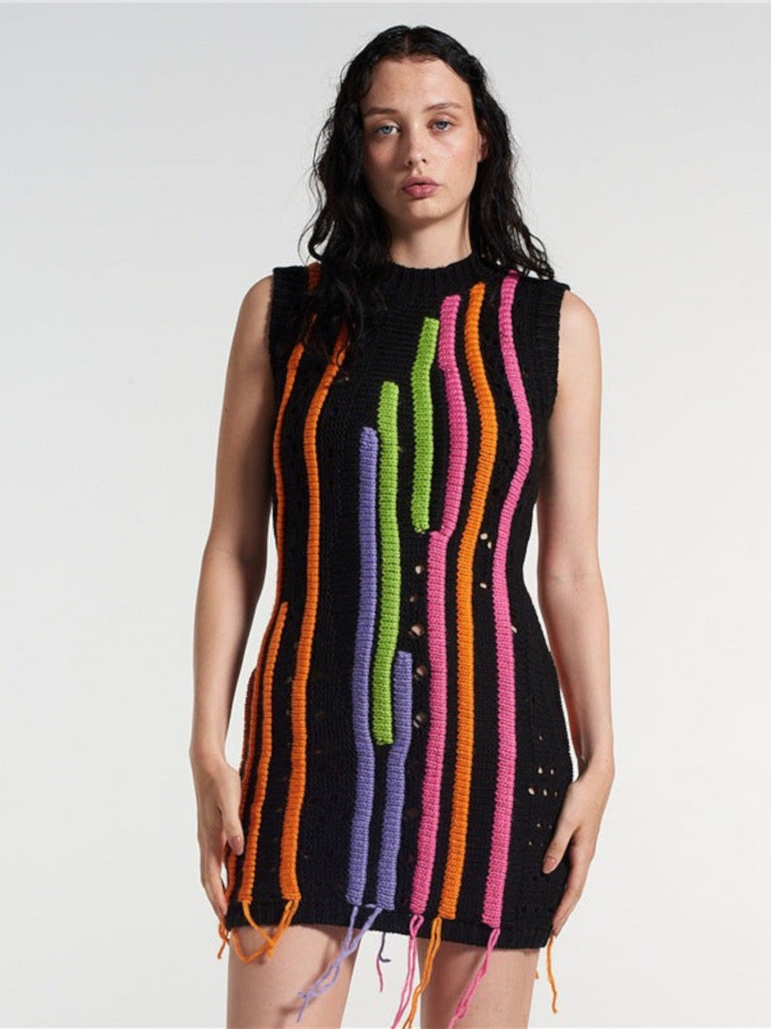 Tessa Vibrant Multicolor Crochet Knit Dress