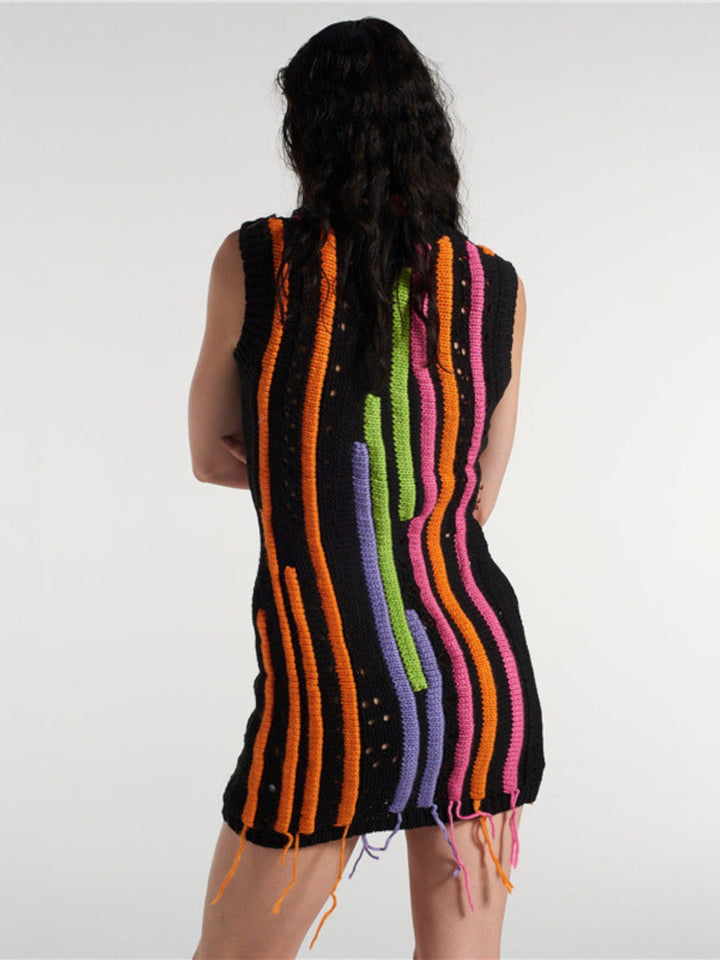 Tessa Vibrant Multicolor Crochet Knit Dress