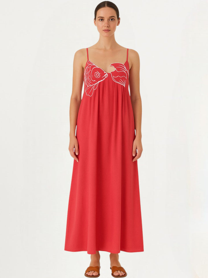 Sophie Fish Embroidered Maxi Dress