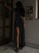 Vivienne Buttoned Split Maxi Dress - Black