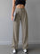 Hazel Street Fold-Waistband Pants - Grey