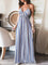 Aurelia Backless Halter Maxi Dress - Blue