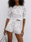 Mira Embroidered Multi-Button Shorts Set - White