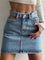 Stella High-Waist Cut-Out Denim Mini Skirt - Blue