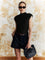Nora Slim Collar Tee - Black
