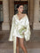 Ella V-Neck Belted Loose Shirt - Champagne