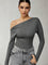 Ava Cold Shoulder Long Sleeve Tee - Grey