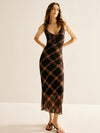 Lira Retro Plaid Mesh Cami Dress