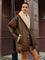 Sienna Pockets Belted Faux Leather Fleece Jacket - Dark Brown