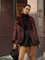 Isla Belted Faux Fur Fleece Jacket - Burgundy