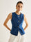 Elara Asymmetrical Button Denim Vest - Blue